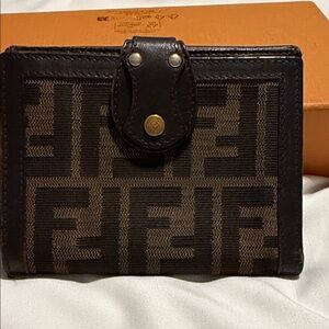 Fendi Brown and Dark Brown Zucca Bifold Wallet
